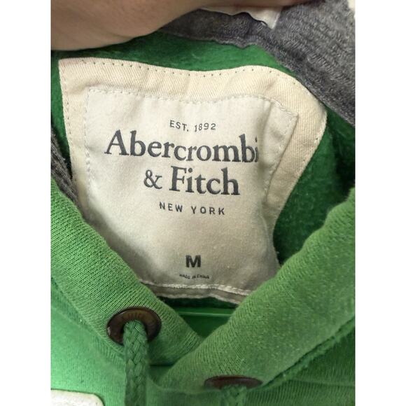 Abercrombie & Fitch Green Hoodie Men’s Medium M Muscle Fit Logo Pullover Vintage - Picture 6 of 11